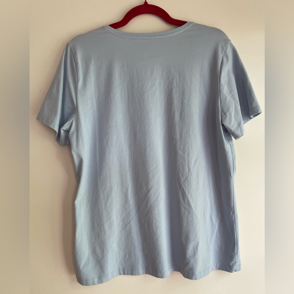 Christopher & Banks Light Blue Cotton Short Sleeve Tee Shirt Size L - Picture 2 of 3